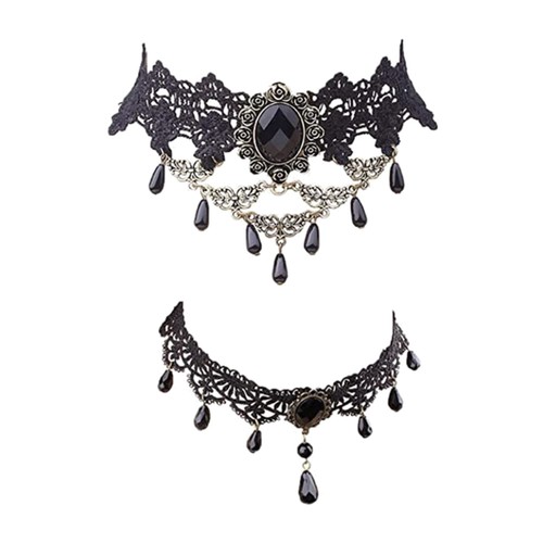 Gothic halskette set schwarz - halskette,
