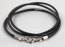 Lederkette nach MASS 2mm ohne Anhänger Leder Kette Lederhalsband schwarz 45cm PK
