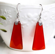 T03 Ohrringe Achat rot orange Trapez 925 Sterling Silber