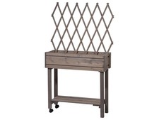 dobar Rollbares Hochbeet mit Rankgitter, L 79 x B 28,5 x H130 cm, aus Holz (Grau