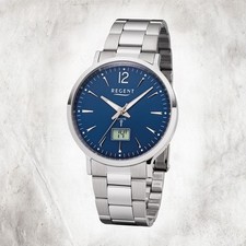 Regent Metall Herren Uhr FR-247 Analog-Digital Armbanduhr silber Funkuhr URFR247