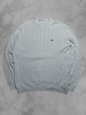 Vintage Lacoste Strickpullover Größe L Herren Cableknit Pullover Weiß
