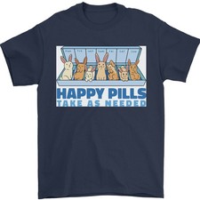 Bunny Rabbit Happy Pills Antidepressiv Herren T-Shirt 100% Baumwolle