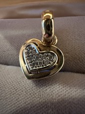 Anhänger Herz mit Diamanten,Gg 585,23 mm Länge Inkl. Öse,Herz 12x12mm, 3,5 Gramm