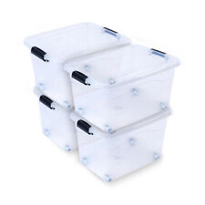 4 x XL Aufbewahrungsbox mit Deckel luftdichte Kunstoffbox stapelbar rollbar