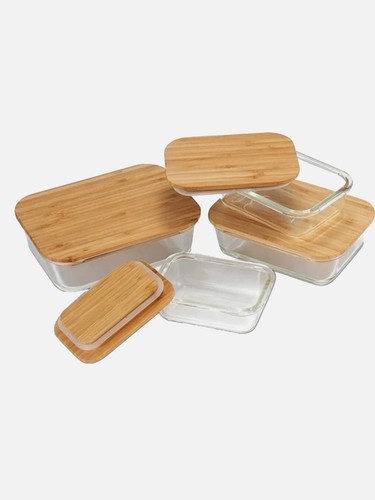 Glasdosen set mit - glasdosen, bambusdeckel