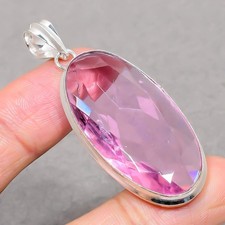 Facettierter rosa Kunzit ovale Form Edelstein handgefertigter Schmuck Anhänge...
