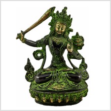 Manjushri Tara Buddha 15cm Messing Tibet Monju Weiße Tara Grüne Tara Nepal Antik