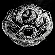 vintage Glas Schale Bowl Vogel Relief. Wie Hofbauer Rote Vögel / Red Bird Byrdes