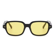 Farbe Getönt Gläser Brille Sonnenbrille Herren Damen Schwarz Retro Gelb