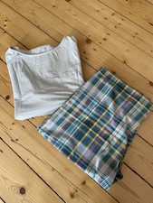 Tchibo Pyjama Schlafanzug Baumwolle Creme Grün Kariert 40/42 NEU