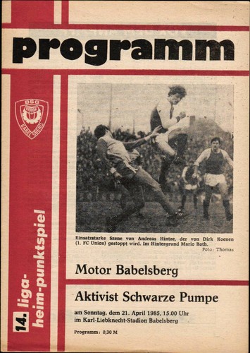 Ddr liga bsg - ddr-liga, 84/85
