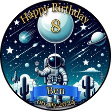 Tortenaufleger Geburtstag Astronaut Mond Sterne Weltraum WR04 (Zuckerpapier)