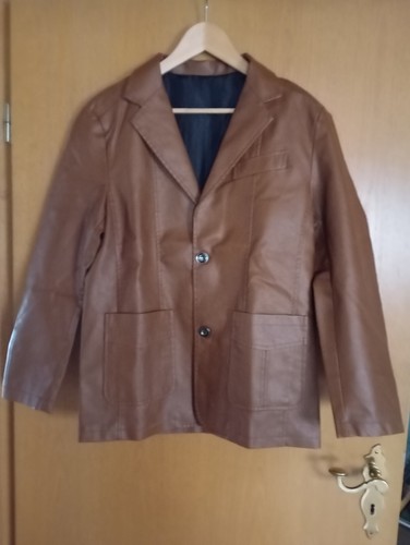 Herrenblazer lederoptik braun - lederoptik,