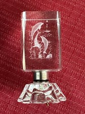 Kristall Glasblock 3D 3 Delfine Laser Innengravur Quader H ca8cm