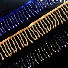 Kristall Anhänger Perlen Fransen Quaste Trim Spitze Band Tanz Kostüm Party Kleid