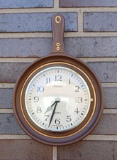 Keramik/Porzellanuhr Küchenuhr Uhr Vintage braun glasiert, guter Zust., KIENZLE 