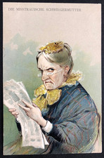 AK antike Prägedruck Postkarte - Die Misstrauische Schwiegermutter - um 1910