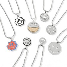 Halskette Anhänger Smiley Emoji Lustig Glücksbringer Teufel Party Silber Unisex