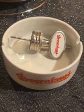 1970er Doornkaat Werbe-Aschenbecher Porzellan weiß 13cm +Schnapsausgießer