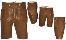 kurze sportliche Lederhose Trachtenlederhose mit Latz  Plattlerhose bestickt