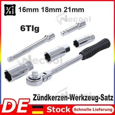 ZÜNDKERZENSCHLÜSSEL ZÜNDKERZEN-SET 16-18-21 mm 6-KANT 3/8Zoll mit RATSCHE 6-tlg.