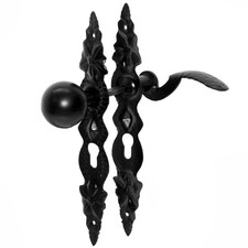 Drückergarnitur Türknauf Türklinke Langsschild 72 PZ Schwarz Schmiedeeisen Links