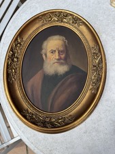 Antikes Ölgemälde auf Holz Porträt 19. Jahrhundert signiert Prunkrahmen Portrait