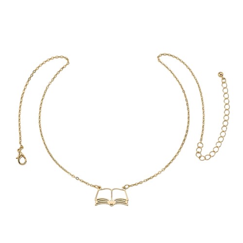 Hollow book pendant necklace - hollow,