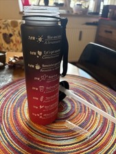 Kunststoff Trinkflasche 1l bpa frei Rot Schwarz Saughalm Silikon