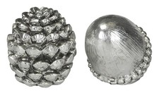 dekorative Tischdeko Dekofrüchte Eichel Tannenzapfen antik silberfarbig 2-er Set