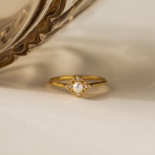 Vintage Pave Perlen Ring 18K
