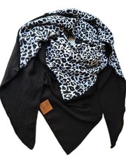 Leo Wild Free xxl Musselin Tuch schwarz weiß Doppellagen Dreieck Halstuch neu