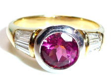 Ring 750 Gelbgold 1.28ct Pink Turmalin 0.60ct Diamanten Gr 55/ 17,5 mm änderbar