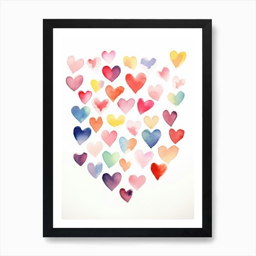 Aquarell herzen kunstdruck - herzen, 8
