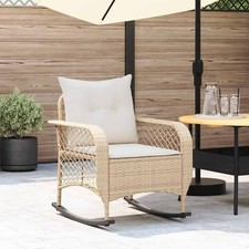 Garten-Schaukelstuhl mit Kissen Grau Poly Rattan Gartensitzgruppe vidaXL