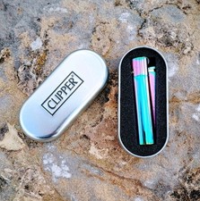Clipper Rainbow Metall Feuerzeug Iridium Blau Chrom Hohe Qualität EDC Butan Gas