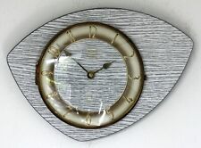 Vintage 30cm Trophäe Wanduhr - Grau French Formica Retro Mid Century Atomic