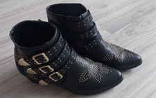 Damen Stiefeletten Schwarz Nieten Catwalk Gr. 39