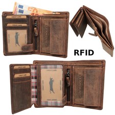 Vintage Geldbörse Geldbeutel Portemonnaie Herren Börse Büffelleder RFID Karten