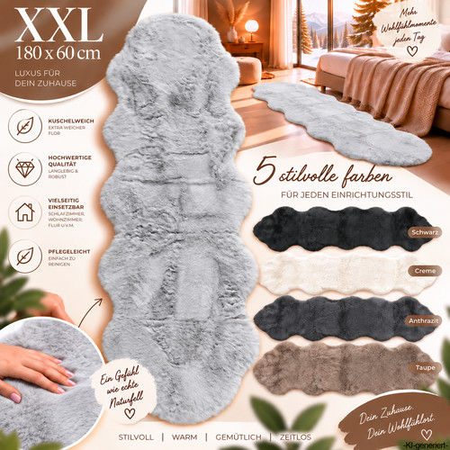 Xxl lammfell 180x60cm teppich - xxl,