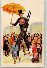 13922787 - Nigrin Schuhputzmittel Werbefigur Schornsteinfeger auf Stelzen