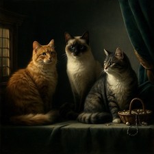 Jan Vermeer Stil Drei Katzen