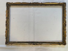 Bilderrahmen alt goldgrün-farben Holz geschnitzt Jugendstil Falz:41x28 T8