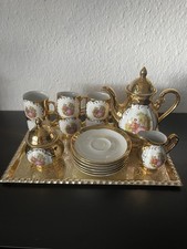 Edles 16-tlg Teeservice BAVARIAN VOHENSTRAUSS, 24 Karat Gold, Porzellan, Vintage