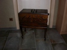 ♥ großes Nähkästchen 3 Etagen Rollen Nähtisch ausziehbar Nussbaum ♥ Nähkasten