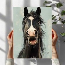 Lustiges Pferd Premium Poster