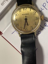 Karex seltene Vintage Herren Armbanduhr 14 K vergoldetes Zifferblatt *läuft*