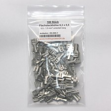100 Stück Flachstecker Flachsteckhülsen 6,3mm 0.5-1.5 mm² Kabelschuh blank / E5