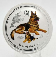 2 OZ Silber 999 Lunar II 2018 Australien 2 Dollar Hund Silver Dog color